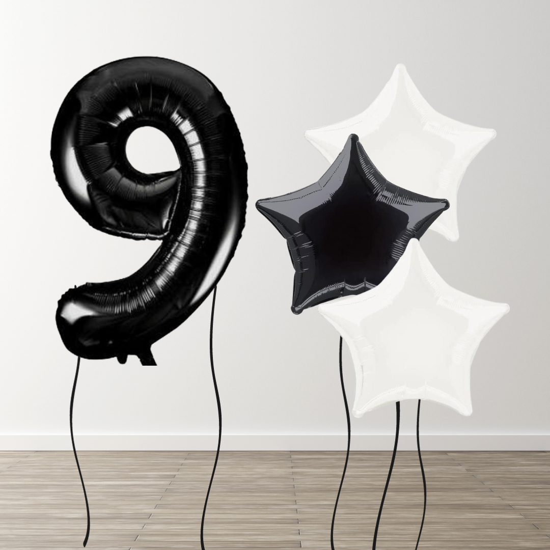 Black & White Foil Number Bunch