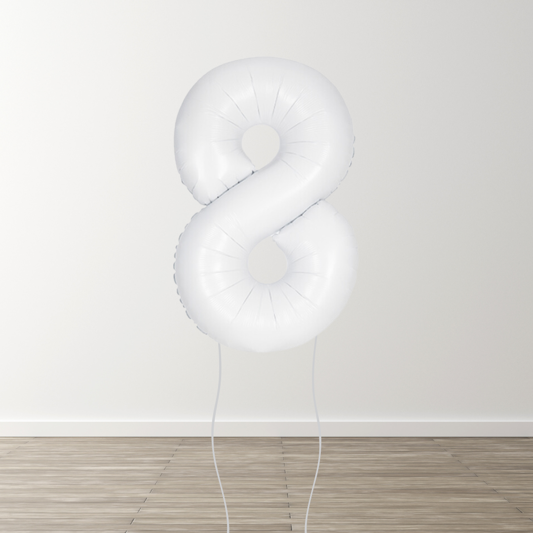 Matte White Foil Number Balloons