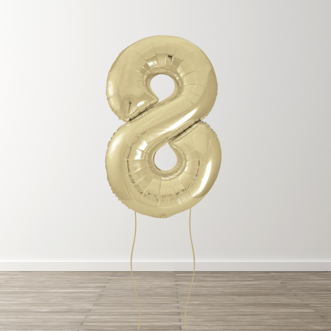 White Gold Foil Number Balloons
