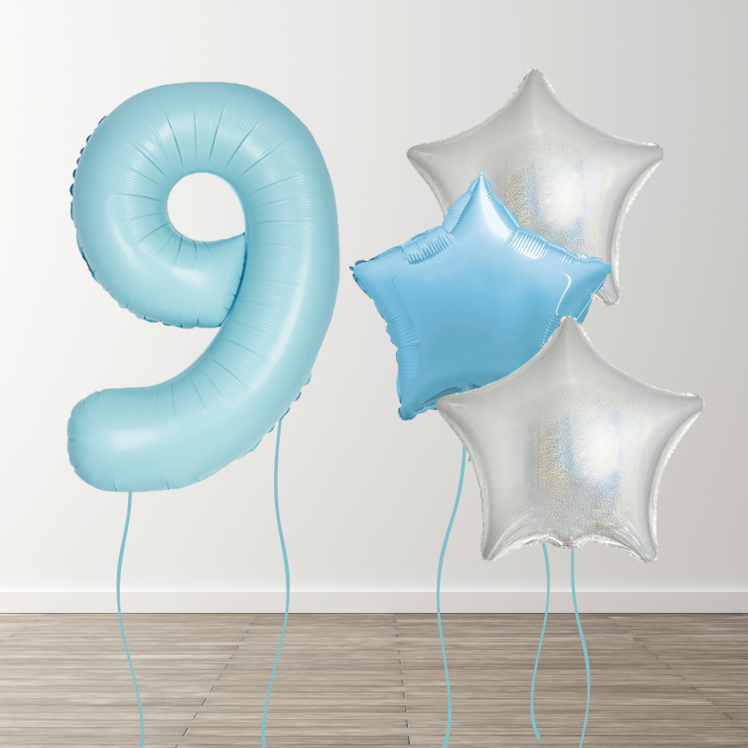 Matte Blue Foil Number Bunch